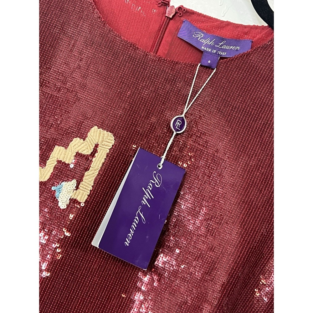 Ralph Lauren Purple Label Red Sequin Southwestern Sheath Dress 8 NWT $6700 RARE - Picture 5 of 15